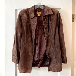 Nordstrom | Classiques Entier Brown Suede Leather Button‑Front Jacket XSP